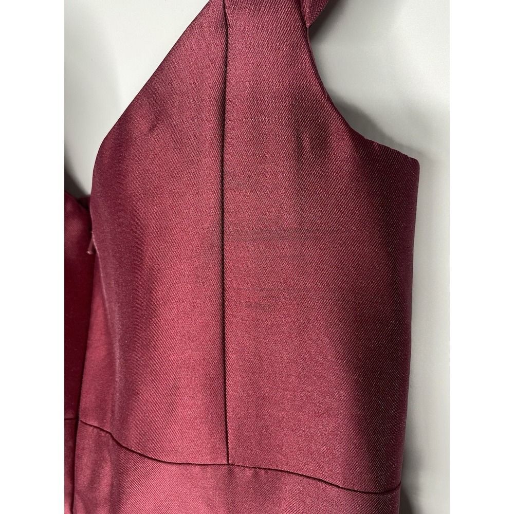 Davids Bridal Off-the-Shoulder Tea-Length Bridesmaid Dress Wine F19743 - Picture 6 of 6
